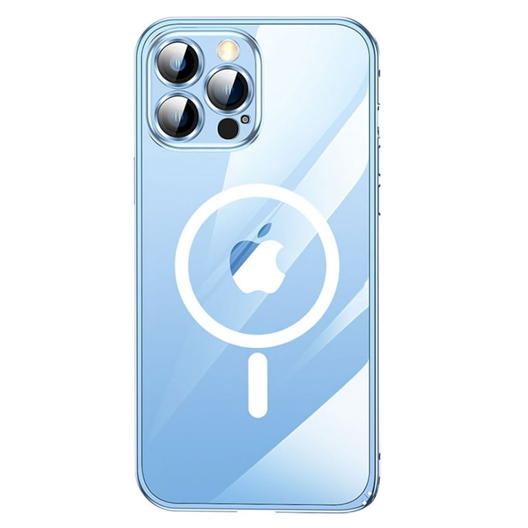 Allytech Case for iPhone 13 Pro Max,Aluminium Alloy Bumper Shockproof with  MagSafe Support Clear PC Case Cover,Blue