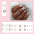 thumbnail image 2 of 24 Pcs Christmas Press on Nails Short Almond Fake Nails Glitter Designs Nude Pink False Nails with Snow Pattern Extra Short Nails Full Cover Glue on Nails Glossy Christmas Nails for Women Girls Style, 2 of 4