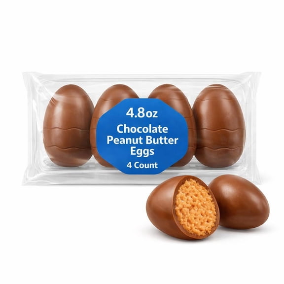 Milk Chocolate Peanut Butter Creme Eggs Candy, Easter, 1.2 oz Box (4 Pieces) 034000855886
