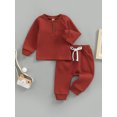 thumbnail image 3 of Baby Boy Girl Fall Winter Sweatsuit Outfit Warm Clothes Toddler Crewneck Sweatshirt and Pants Knitted Clothing Set, 3 of 9
