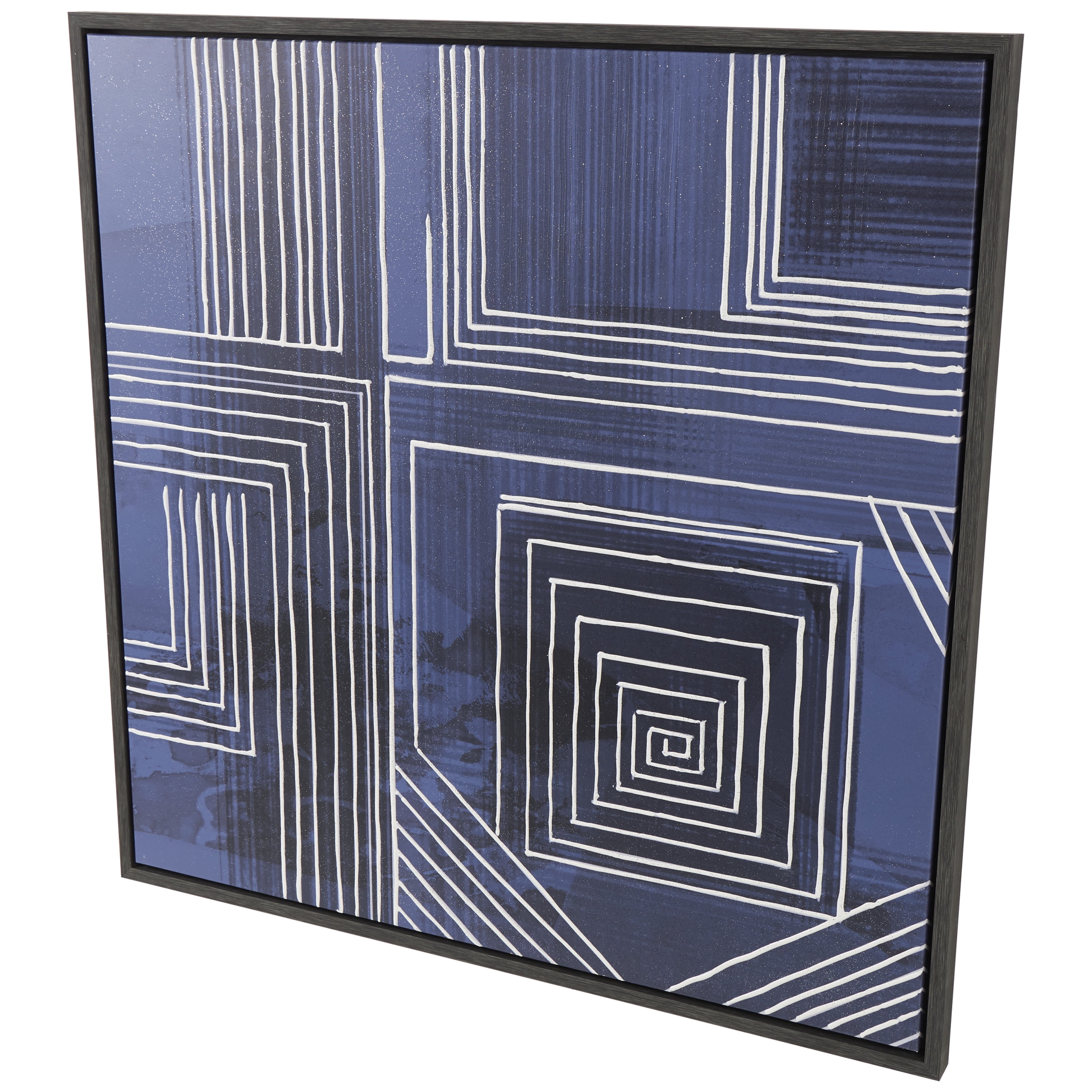 40" x 40" Geometric Framed Wall Art with White Square Outlines, by DecMode