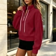 thumbnail image 3 of Horkkom Mock Neck Sweatshirt for Women Casual Trendy Drawstring Tops Quarter Zip Pullover Fall Sweatshirts XXL, 3 of 8