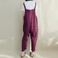 thumbnail image 4 of ZZwxWA Womens Sleeveless Dungarees Rompers Cotton Linen Jumpsuit Loose Pants Casual Pocket Overalls Playsuits, 4 of 6