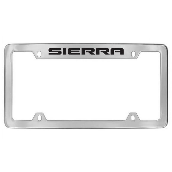 GMC Sierra Chrome Plated Metal Top Engraved License Plate Frame Holder