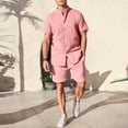 thumbnail image 2 of ZQUUVOU Men's 2 Piece Sport Set Short Sleeve Stand Collar Top and Drawstring Waist Shorts Casual Workout Outfit Pink, 2 of 6