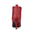 thumbnail image 2 of BLISSFUL STEP Women's Pointed Toe Side Zip Stiletto Heel Ankle Boots Red 11, 2 of 7