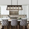 thumbnail image 4 of Q&S 5-Light Rustic Bronze Electric Farmhouse Rectangular Linear Chandelier, 4 of 7