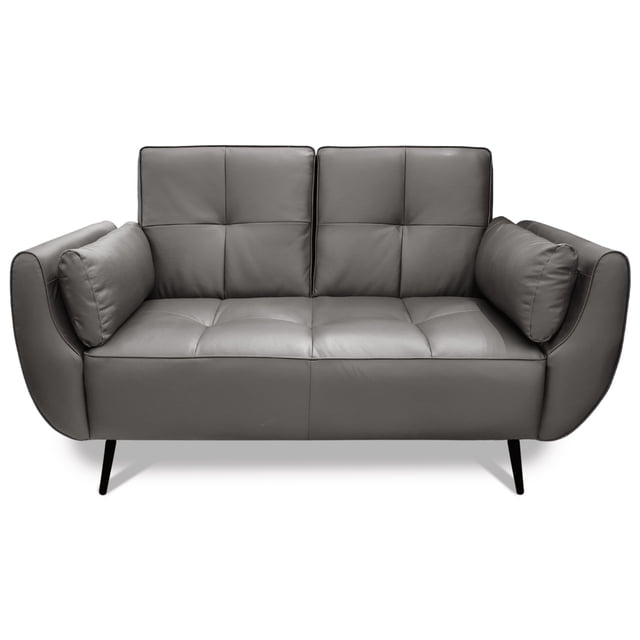 Love Seat de Piel Genuina, 2 plazas, Modelo Toronto, Color Gris Oxford, Elegante, cómodo y Moderno, Hecho en Mexico. Medidas 156 X 90 X 78 cm.
