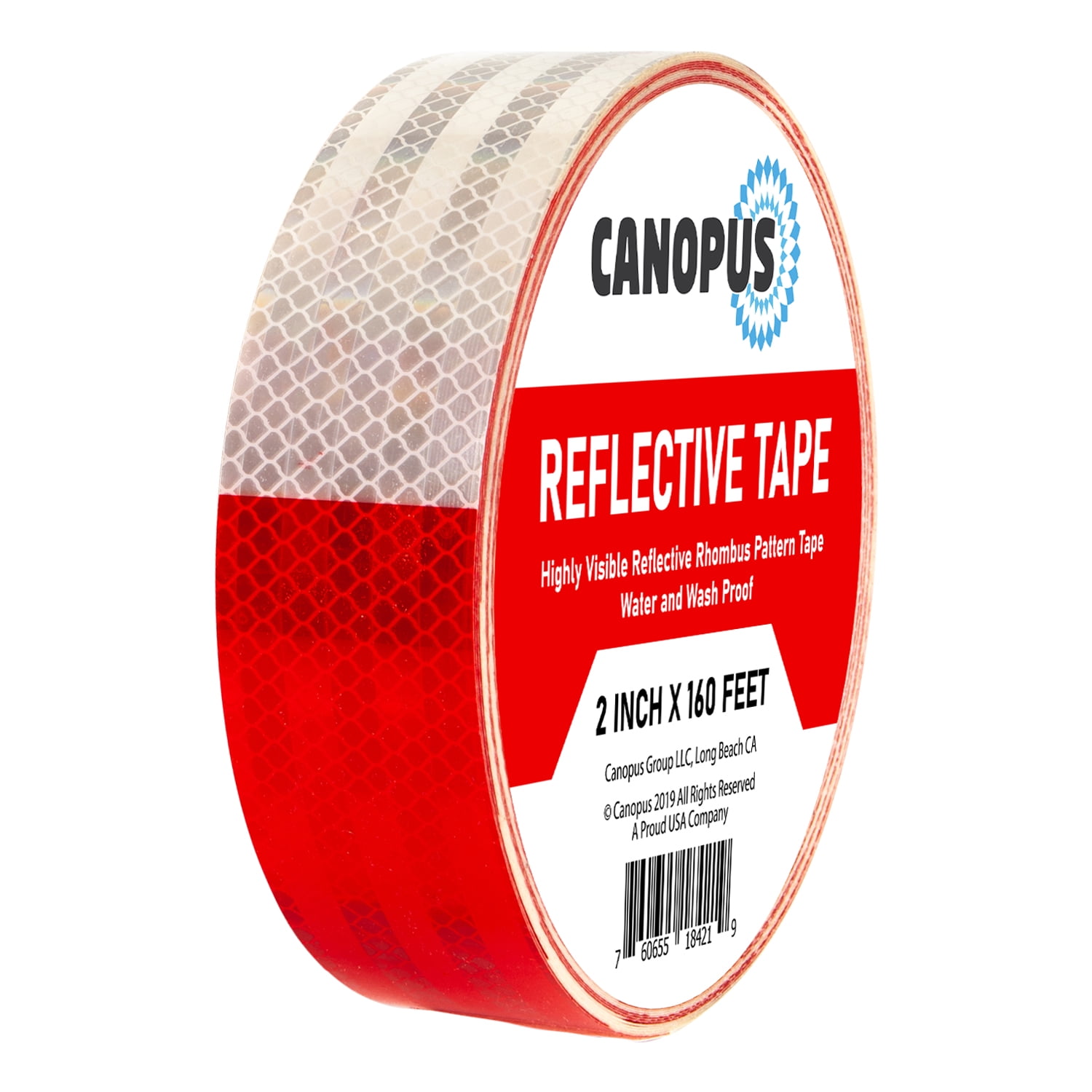 DOT-C2 Safety Reflective Tape Auto Car Red And White Adhesive Strip 2" x30' 