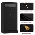 thumbnail image 2 of Homfa 6 Drawer Dresser, 51.4" Tall Chest of Drawers with Glass Doors, Wood Storage Cabinet for Bedroom Living Room, Black, 2 of 7