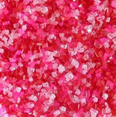 Valentine's Red, White, and Pink Sugar Crystals - 4 oz - Packaged in a food approved heat sealed bag - Includes 12 Silver Reflective Thank You Stickers