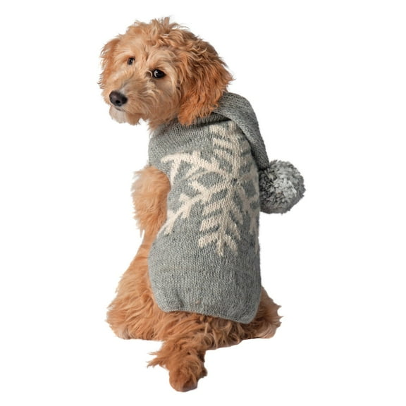 Chilly Dog Grey Alpaca Snowflake Dog Sweater