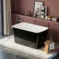 thumbnail image 5 of 49" x 28" Acrylic Freestanding Soaking Bathtub, Square-shape Japanese Soaking Hot Tub, Sit-In Design with Chrome Overflow and Drain, Glossy Black, 5 of 9