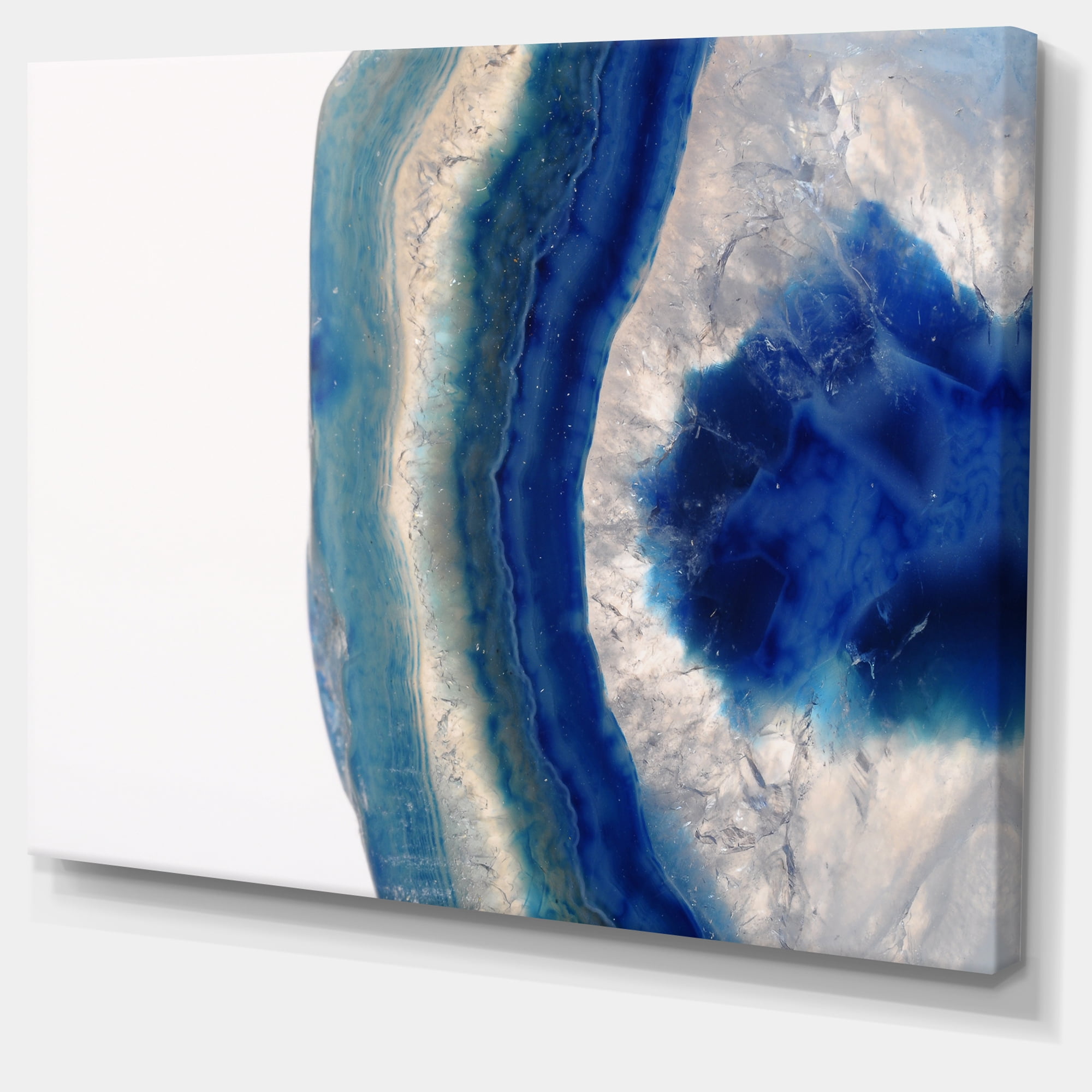 Designart 'Macro of Blue Agate Stone ' Abstract Canvas Wall Art Print