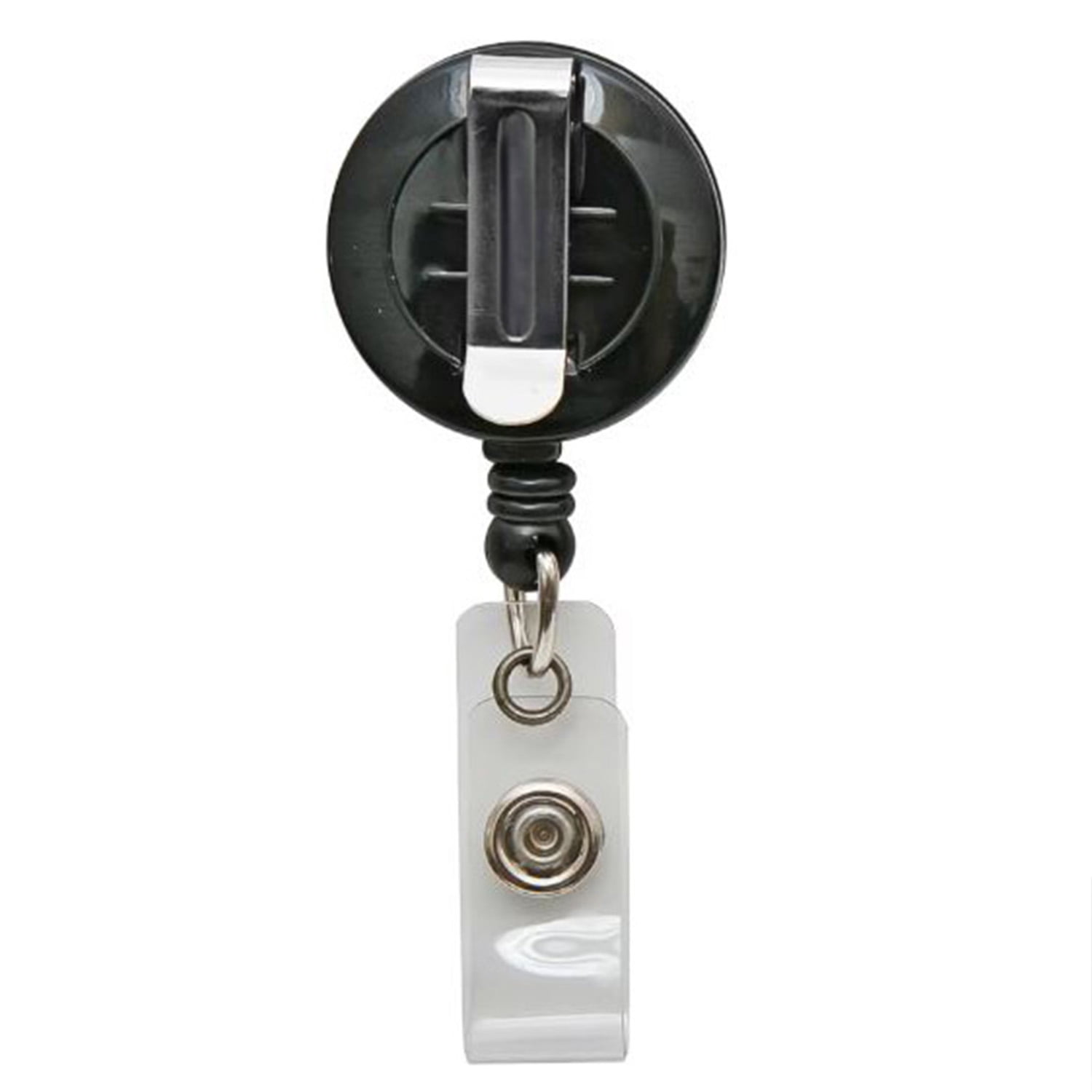 SICURIX Standard Round ID Badge Reel with Belt Clip, Black, Pack of 6