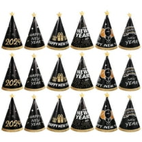 LOLIPPYY 18pcs 2024 Happy New Year Party Cone Hats, Paper Hats for New Year's Eve Celebration Supplies