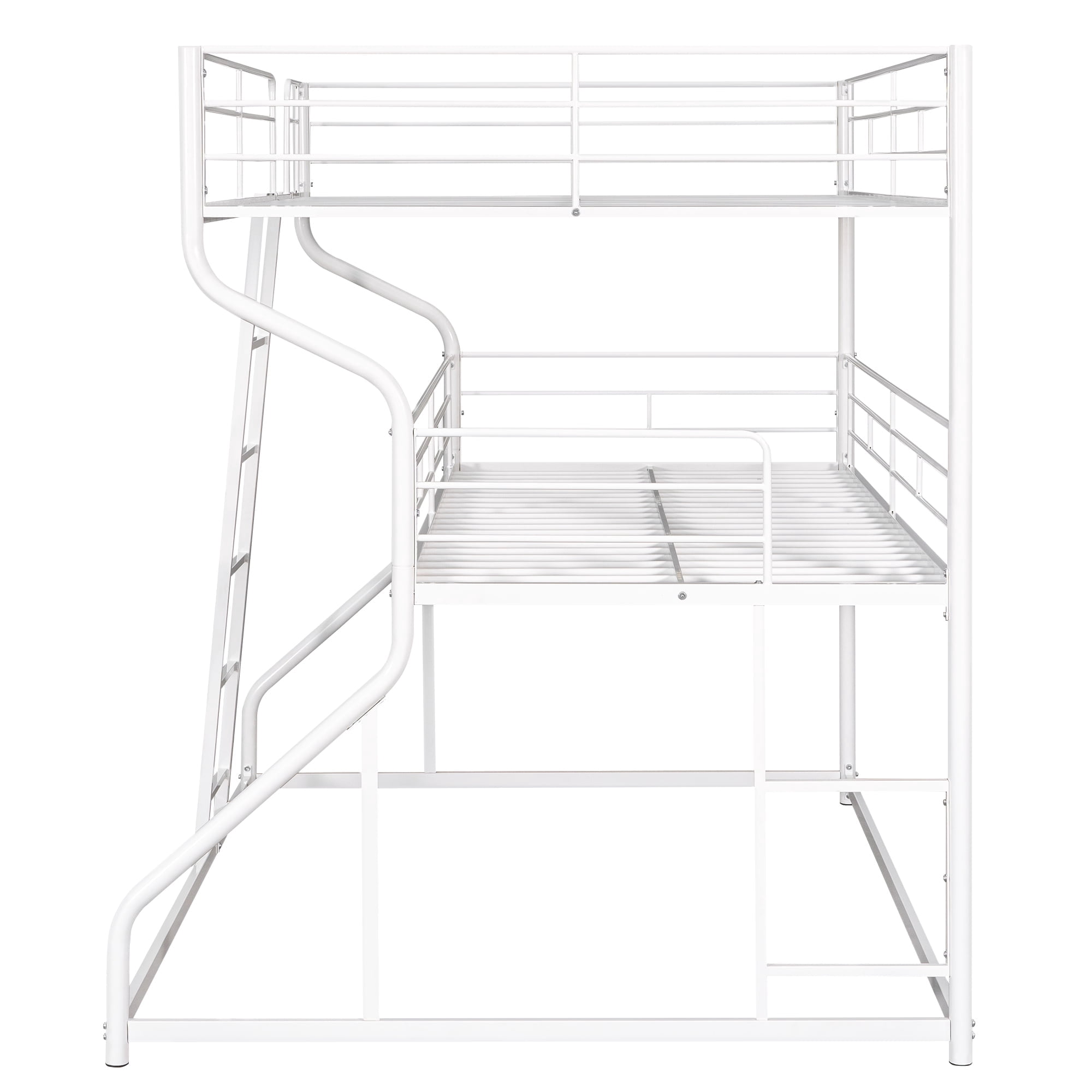 Euroco Solid Metal Bed, Full XL over Twin XL over Queen Size Triple Bunk Bed for Kids Teens Room, Three Beds for Both Kids and Adults, White