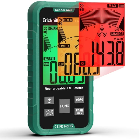 Detector EMF ERICKHILL Medidor EMF portátil 3 en 1 y de radiación