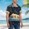 thumbnail image 3 of Balery Starry Sky Sleep White Bear Camisas hawaianas de manga corta para hombre, camisas playeras de corte holgado, camisas de vacaciones con botones,X-Large, 3 of 7