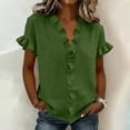 thumbnail image 2 of Guluxicc Women's Blouses Dressy Boho Casual Ruffle Short Sleeve Tops Business Outfits Ladies Summer 2025 Trendy Work Shirts, 2 of 6