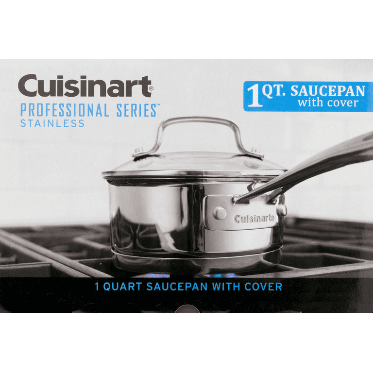 1 Quart Saucepan with Lid, Tri-Ply Stainless Steel Sauce Pan, 1qt