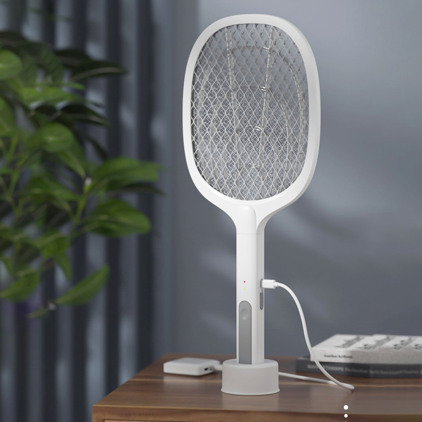 Nkmbld Electric Handheld Bug Zapper, Indoor/Outdoor Electric Fly Swatter Racket for Flies Insect Killer Trap Home Office Camping Patio, White
