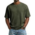 thumbnail image 2 of Men's Waffle Raglan T-Shirt, Relaxed Short Sleeve Crewneck Tee with V-Stitch Detail, 2 of 2