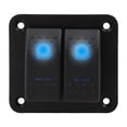 thumbnail image 1 of Rocker Switch Panel,12V-24VDC, Blue Switches, Aluminum Panel, ON/Off, Waterproof, 1 of 8