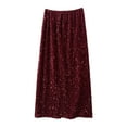 thumbnail image 4 of EHRWE Women's Skirt Velvet Sequin Skirt Women's Wrap Skirt Sparkly Retro Midi Straight Skirt Carnival Festival Skirts for Women, 4 of 4