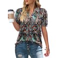thumbnail image 2 of ONLYSHE Womens Summer Tops Trendy Short Sleeve Buttons Henley V-NeckLine Loose Fit Tunic Blouse Shirts, 2 of 5