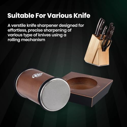 Upgraded Rolling Knife Sharpener Kit, Multi-Angle Adjustable Tool (Diamond/Ceramic Discs) – Makes Knife Sharpening Easy (Home Decor, Kitchen, & Other)