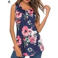 thumbnail image 4 of PULLIMORE Womens Summer Loose Sleeveless Vest Casual Floral Tank Tops Crew Neck Plus Size Tee Shirts Blouse (L, Dark Blue), 4 of 8
