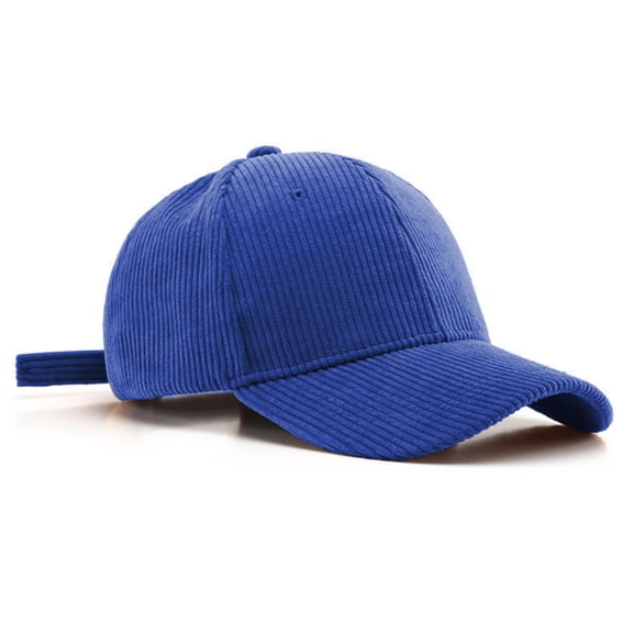 Corduroy Hat Casual Solid Classic Adjustable Strap Soft Baseball Cap Unisex, Blue