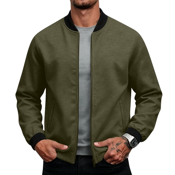 Men's Bomber Jacket Lightweight Casual Zipper Coat with Pockets Ideal for Camping Hiking