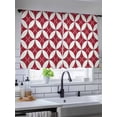 thumbnail image 5 of Sheer Curtains 45 Inch Length 2 Panels Set for Kitchen, Red Geometric Semi Sheer Curtains for Windows, Vintage Rhombus Circle Texture Voile Window Treatments Rod Pocket Curtain, 5 of 7