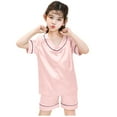 thumbnail image 5 of Girls Pajamas Summer Kids Short Sleeve Printed Homewear T Shirt Tops Shorts Set Baby Boys Outfits Rose Gold 2 Years-3 Years, 5 of 5