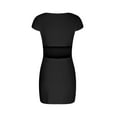thumbnail image 3 of Lenpel Women's Summer Mini Dress Cap Sleeve Square Neck Ruched Bodycon Pencil Dress Slim Going out Outfits, 3 of 5