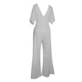 thumbnail image 6 of Breezora Women's V Neck Wide Leg Jumpsuit Short Sleeve Romper Elegant Casual Wear for Cocktail Parties L Size Grey, 6 of 6