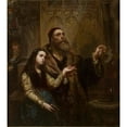 thumbnail image 2 of Jan Matejko 12x13 Black Ornate Wood Framed Double Matted Museum Art Print Titled: Blind Veit Stoss with His Granddaughter (1865), 2 of 5