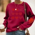 thumbnail image 2 of RKSTN Women's Valentine's Day Sweatshirts Oversized Crewneck Valentines Heart Graphic Print Hoodless Sweatshirt Womens Casual Plus Size Round Neck Loose Comfy Sweatshirt Fall Spring Clothes, 2 of 6