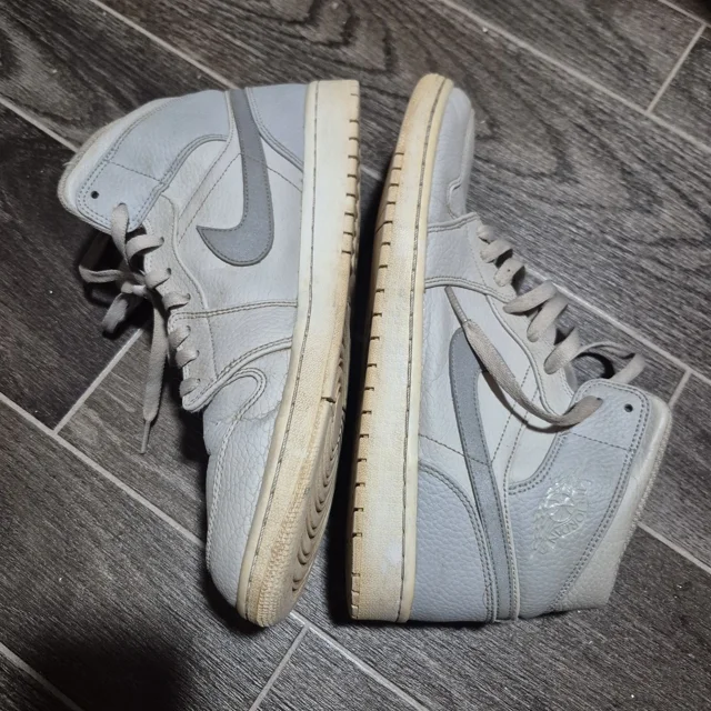 Ni - ke Air Jordan 1 Mid SE Grey fog Shoes 11.5 Leather Basketball Sneakers 852542-003