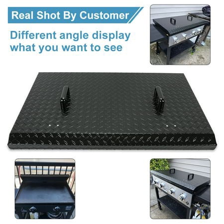HECASA Griddle Grill Cover Hard Top Lid Black with Handle Outdoor Home BBQ for 36" Front or Rear Grease Griddle 36 Inch Blackstone Members Camp Chef Hood