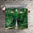 thumbnail image 2 of Ambesonne Tropical Quilted Coverlet 3 Pcs, River Bridge of Forest, King Size, Beige and Green, 2 of 2