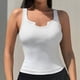 thumbnail image 4 of Ropa interior térmica Tops Moda para mujer Camiseta lisa Blusa sin mangas Cuello en V Camisetas sin mangas casuales Cami Blusa de poliéster para mujer, 4 of 6