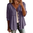 thumbnail image 2 of Xdegoge Cotton Linen Cardigan for Women 3/4 Sleeve Button Down Shirts Solid Casual Basic Summer Trendy Peasant Comfortable Clothing, 2 of 7