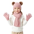 thumbnail image 2 of YUANxueke Winter Hat & Scarf & Gloves Set for Kids, Knitted Pom Pom Beanie, Warm 3-Piece Cold Weather Sets, 2 of 4