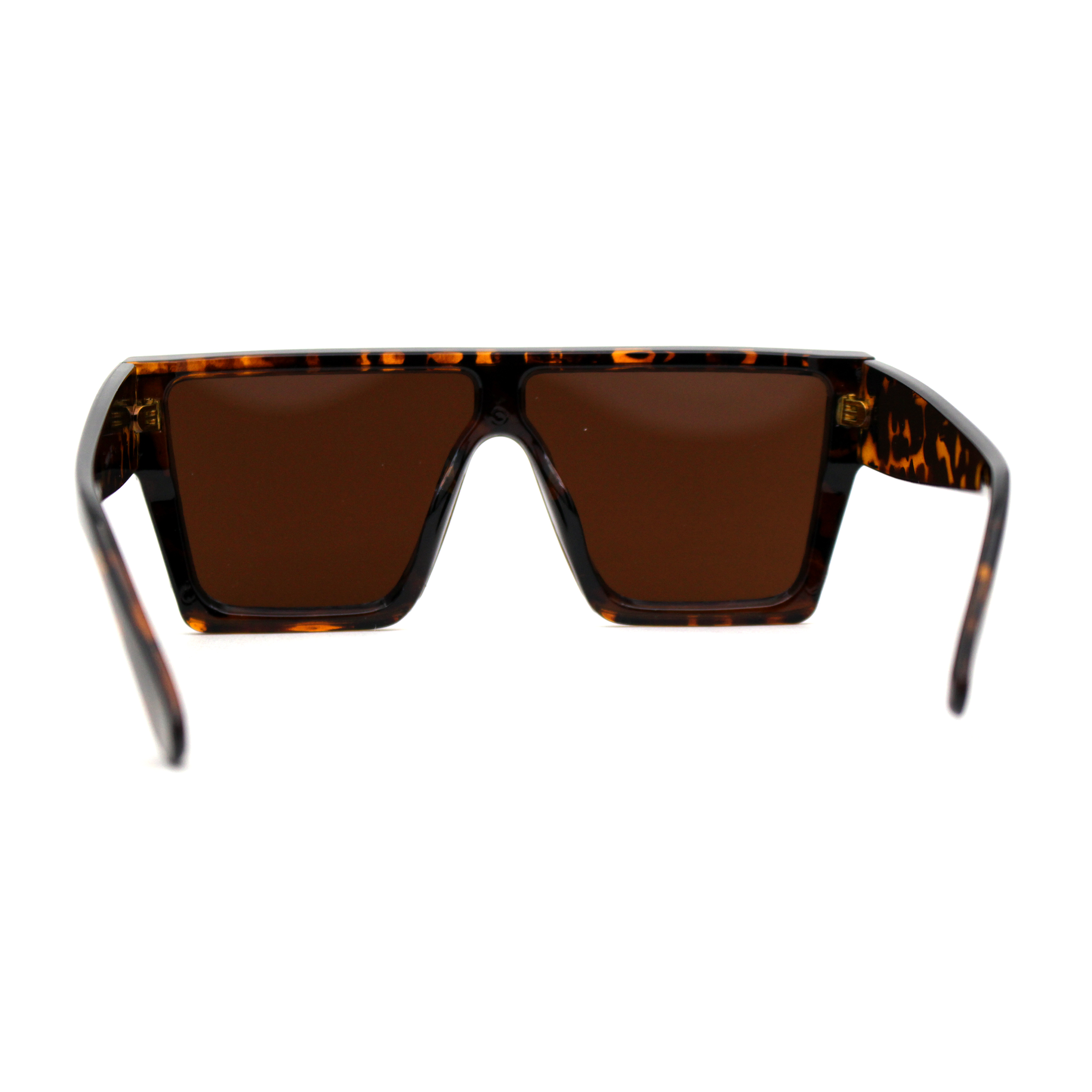 Womens Star Stud Trim Flat Top Shield Mob Plastic Sunglasses Tortoise Brown - image 4 of 4