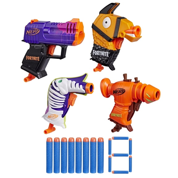Nerf Fortnite Fortnitemares Blaster Pack of 4 Blasters, 8 Nerf Elite Foam Darts, 8 and up