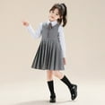 thumbnail image 2 of mgoYE Dress for Kids 10-12 Girls School Uniform Jumper Dress Solid Soft Sleeveless Crew Neck A-Line Pleated Dress(Grey,12-14 Years), 2 of 9