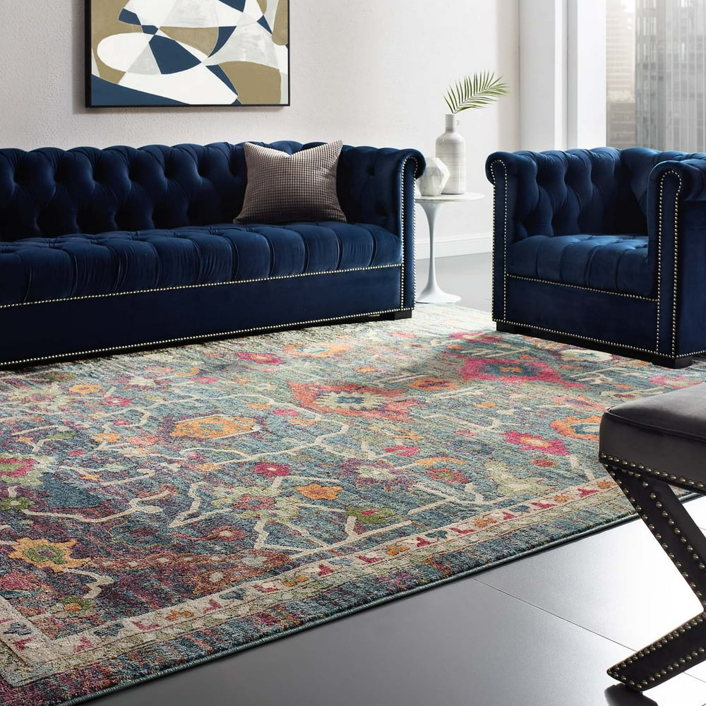 Tribute Every Distressed Vintage Floral 8x10 Area Rug in Multicolored